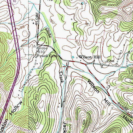 Topographic Map of Jackson Hollow, TN