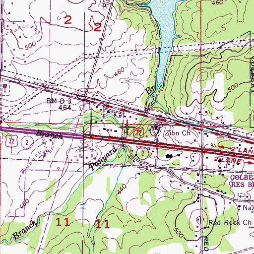 Topographic Map of Whitley Branch, AL