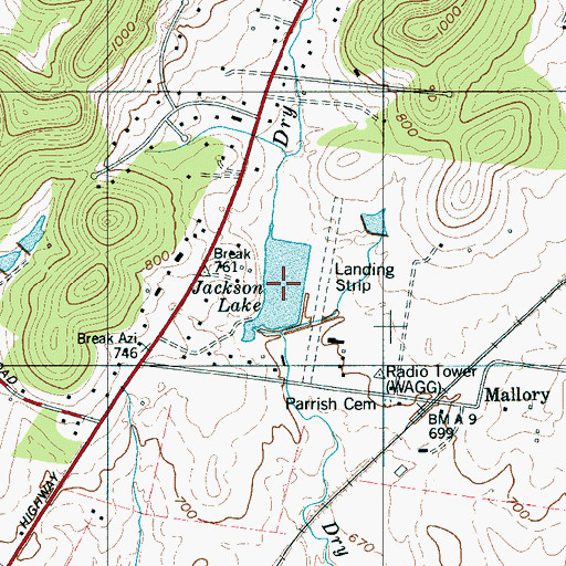 Topographic Map of Jackson Lake, TN