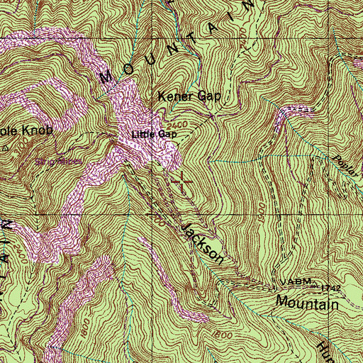 Topographic Map of Jackson Mountain, TN