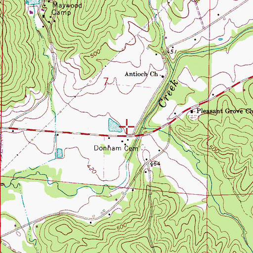 Topographic Map of Whitley Creek, AL