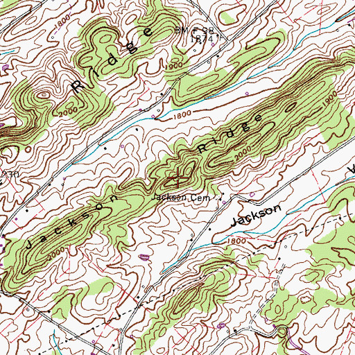 Topographic Map of Jackson Ridge, TN