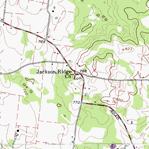 Topographic Map of Jackson Ridge Church, TN