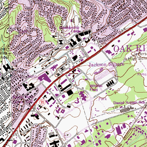 Topographic Map of Jackson Square, TN