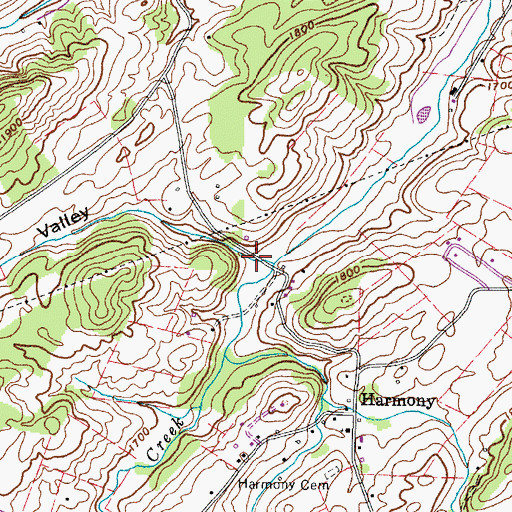 Topographic Map of Jackson Valley, TN