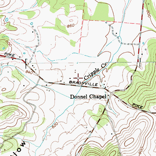 Topographic Map of Jacob Hollow, TN