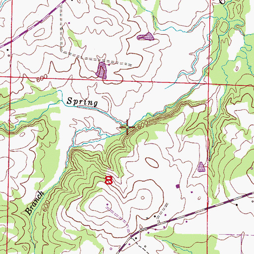 Topographic Map of Whitlock Branch, AL