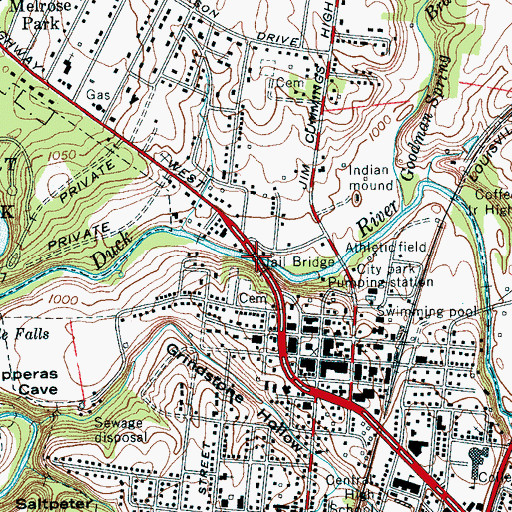 Topographic Map of Jail Bridge, TN
