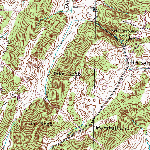 Topographic Map of Jake Knob, TN