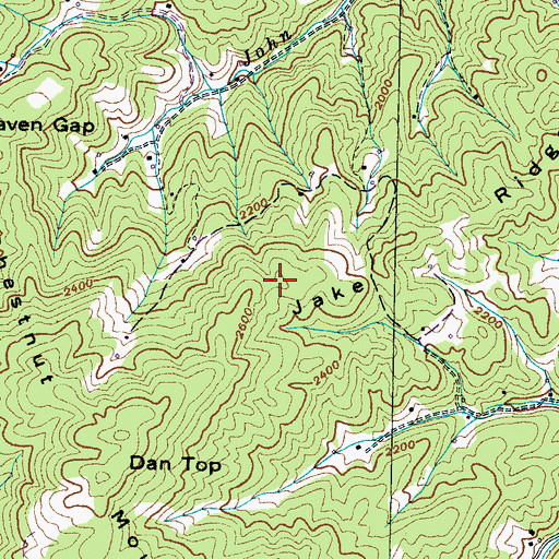 Topographic Map of Jake Ridge, TN