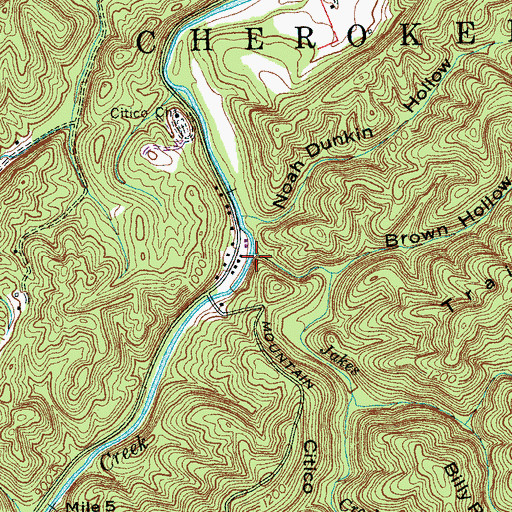 Topographic Map of Jakes Creek, TN