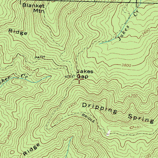 Topographic Map of Jakes Gap, TN