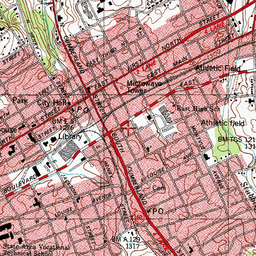 Topographic Map of James A Carriger School, TN