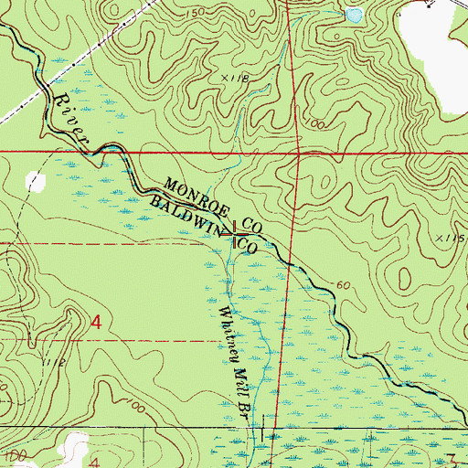 Topographic Map of Whitney Mill Branch, AL