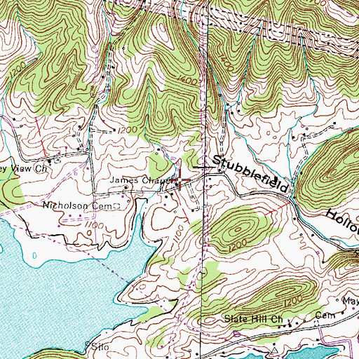 Topographic Map of James Chapel, TN