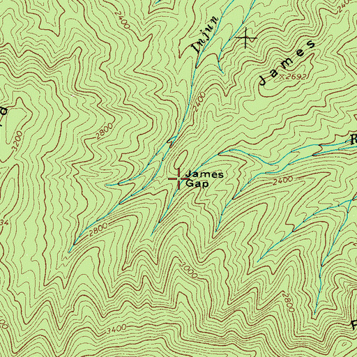 Topographic Map of James Gap, TN