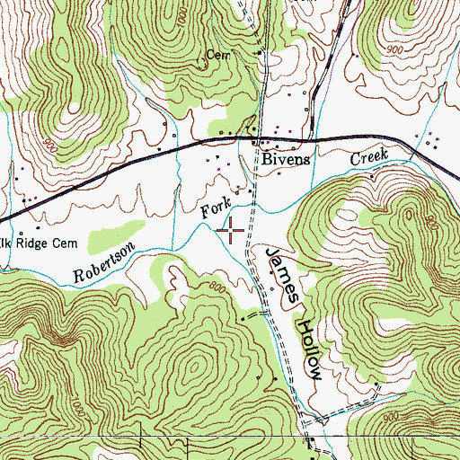 Topographic Map of James Hollow, TN
