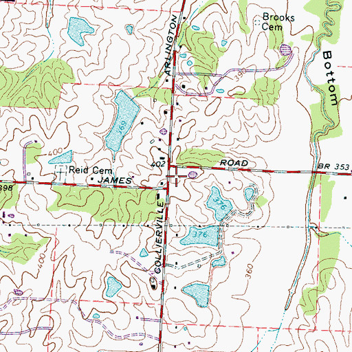 Topographic Map of James School, TN