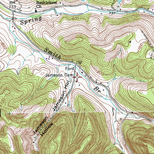 Topographic Map of Jameson Cemetery, TN