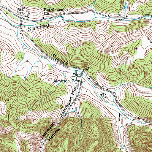 Topographic Map of Jameson Hollow, TN