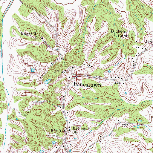 Topographic Map of Jamestown, TN