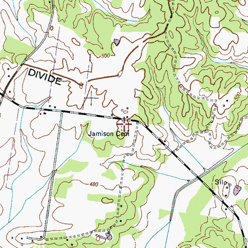 Topographic Map of Jamison Cemetery, TN