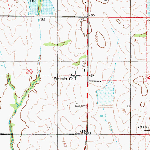 Topographic Map of Whitsitt Church, AL