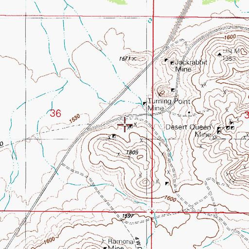 Topographic Map of Turning Point Mine, AZ