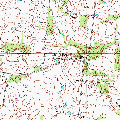 Topographic Map of Janie Bell Cemetery, TN