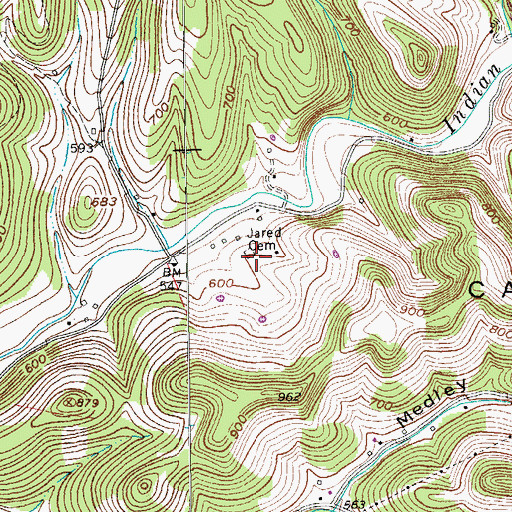Topographic Map of Jared Cemetery, TN