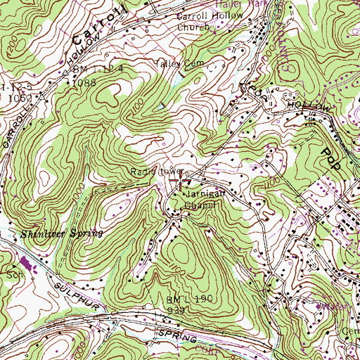 Topographic Map of Jarnigan Chapel, TN