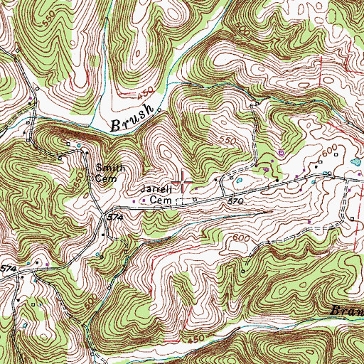 Topographic Map of Jarrell Cemetery, TN