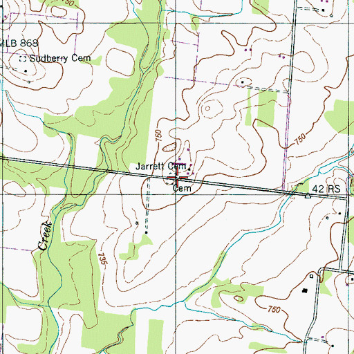 Topographic Map of Jarrett Cemetery, TN