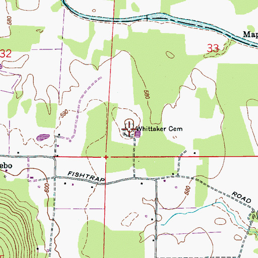 Topographic Map of Whittaker Cemetery, AL