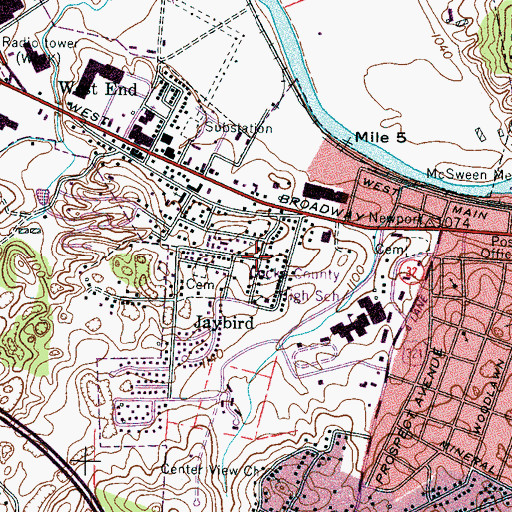 Topographic Map of Jaybird, TN