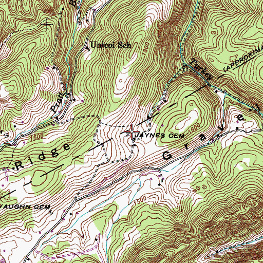 Topographic Map of Jaynes Cemetery, TN