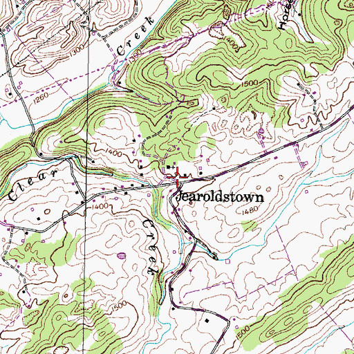 Topographic Map of Jearoldstown, TN