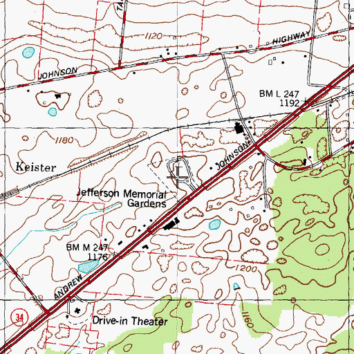 Topographic Map of Jefferson Memorial Gardens Cemetery, TN