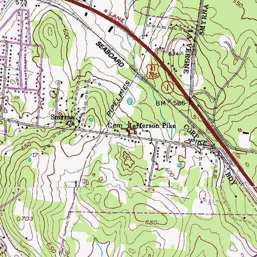 Topographic Map of Jefferson Pike Church, TN