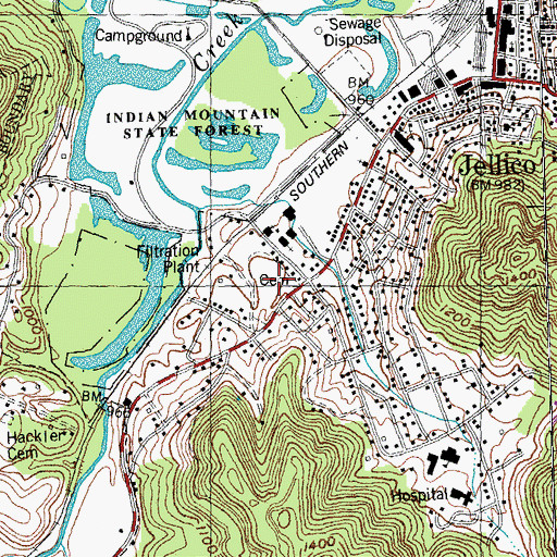 Topographic Map of Jellico Cemetery, TN