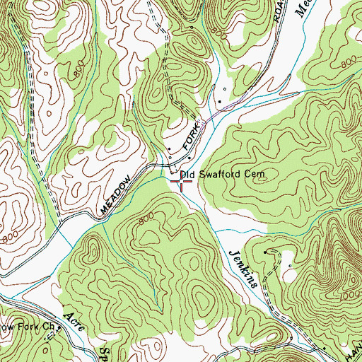 Topographic Map of Jenkins Branch, TN