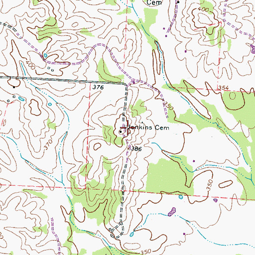 Topographic Map of Jenkins Cemetery, TN