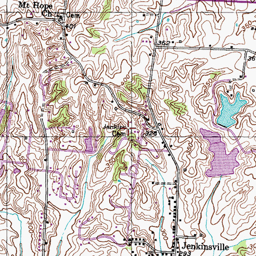 Topographic Map of Jenkins Cemetery, TN