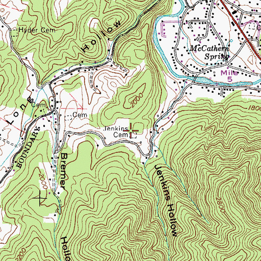 Topographic Map of Jenkins Cemetery, TN