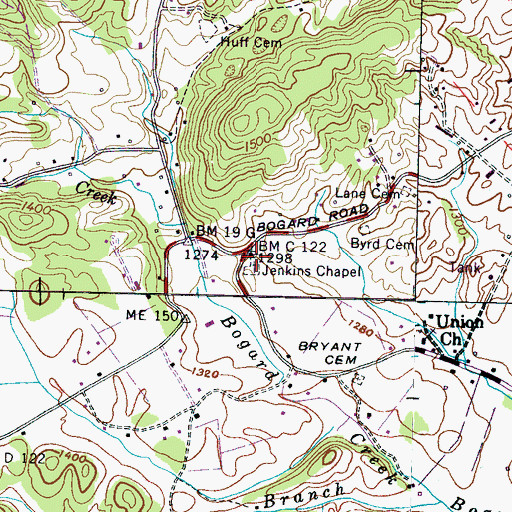 Topographic Map of Jenkins Chapel, TN