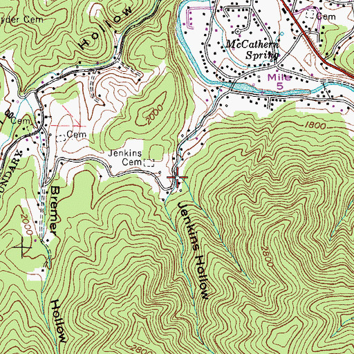 Topographic Map of Jenkins Hollow, TN