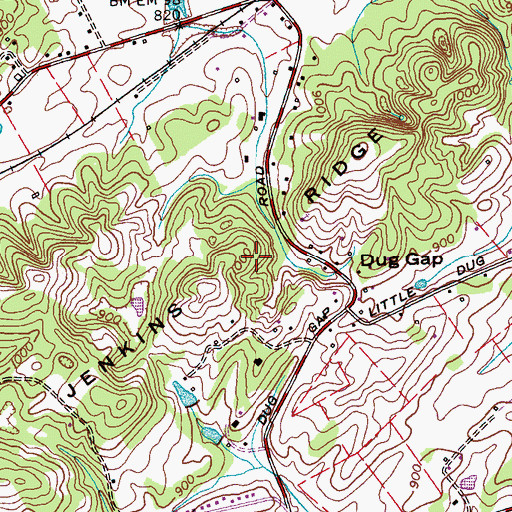Topographic Map of Jenkins Ridge, TN