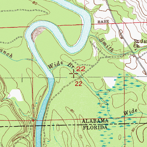 Topographic Map of Wide Branch, AL