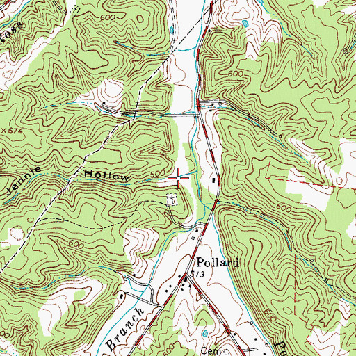 Topographic Map of Jennie Hollow, TN