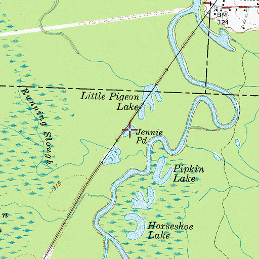Topographic Map of Jennie Pond, TN